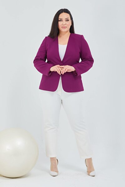 Fagi Γυναικείο φούξια μπουφάν με λαιμόκοψη V με μονό κουμπί