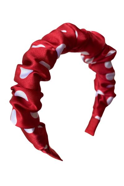 CSR AKSESUAR تاج من الساتان الأحمر مع نقاط بيضاء