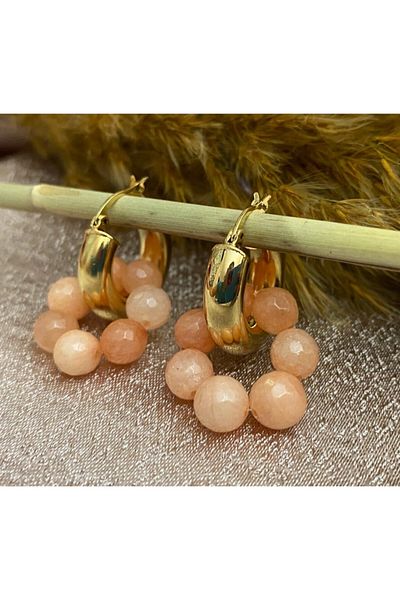 Markiz Takı Steel Ring - Natural Stone Earrings (Inner Diameter 1.5 Cm) Puppy
