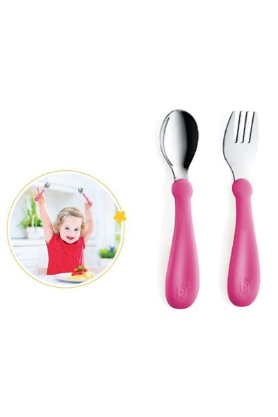 Babyjem Pink Stainless Steel Spoon and Fork Set - 522