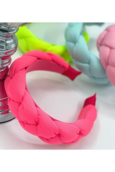 QUEEN AKSESUAR Noua modă de vară, roz neon, coroană cu împletitură largă, cor...