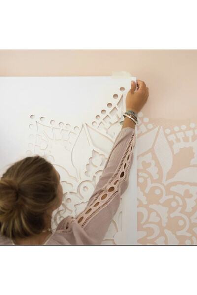 Mandalart Fabric Lovers Mandala Duvar, Dekoratif Hazır Şablon, Stencil,100x10...