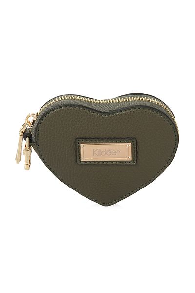 Killdeer Women's Khaki Heart Coin Purse and Keychain Mini Handbag
