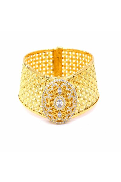 FerizZ İmitasyon Trabzon Hasırı Altın Kaplama Sepet Örme Kelepçe Blz-199