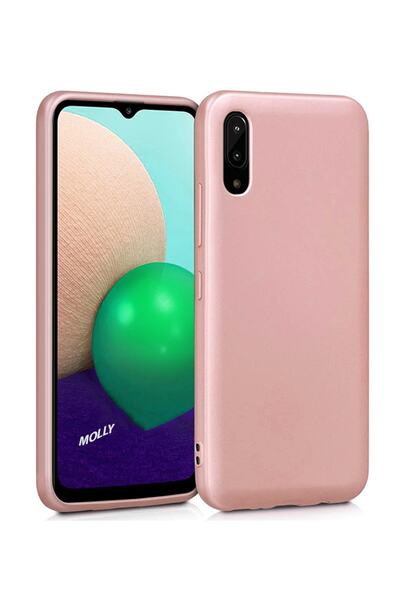 Molly جراب سيليكون متوافق مع هاتف Galaxy A02 باللون الأحمر الداكن