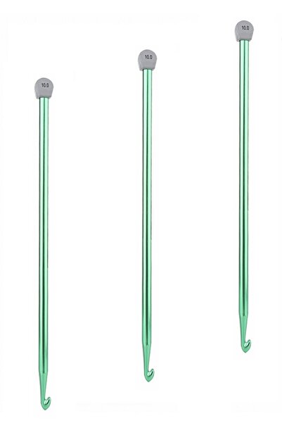 tuhafiyecimiz #10 Numara (10mm) Gagalı Renkli Örgü Şişi - Tunus Işi, Afgan Işi Gagalı Örgü Şişi - No: 10