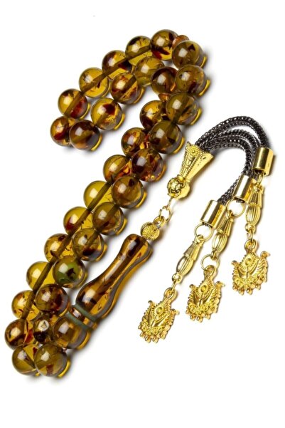 TeknoTakıMarket Erkek Hediyelik Fosilli Beyrut Damlası Toz Kehribar Tesbih