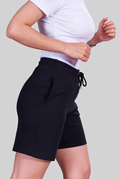 nosewear Kadın Siyah Yüksek Bel Spor Şort