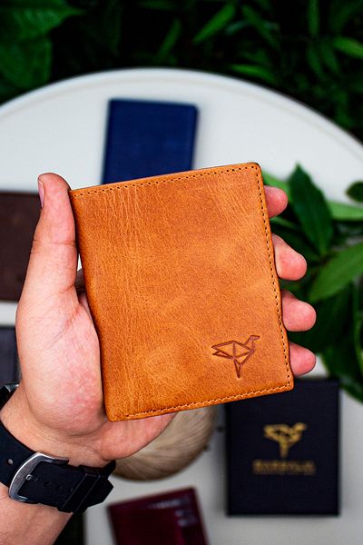 Garbalia Ретро кожен портфейл за карти Tan Utah