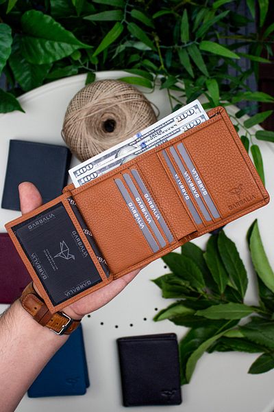Garbalia Мъжки кафяв портфейл Toledo от естествена кожа за карти