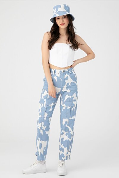 BERFUĞ KIRAN Mila Desenli Denim Pantolon