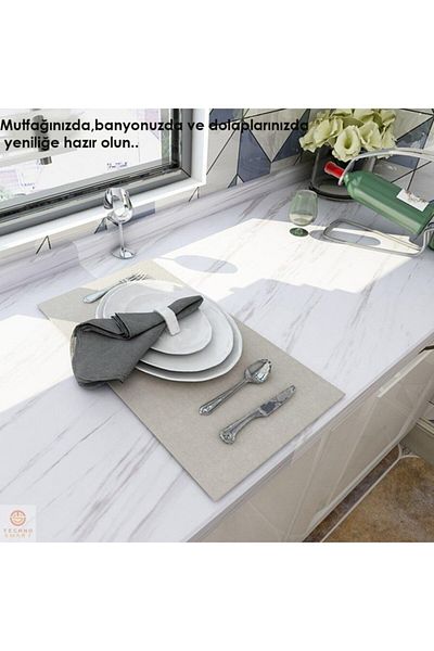 TechnoSmart Kitchen Countertop Foil Coating Marble Patterned White Bathroom Cabinet Coating 60cmx100cm