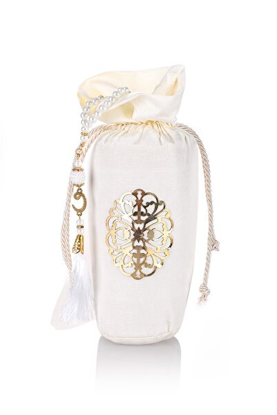 ikrahac Osmanlı Ipeği Şantuk Kese (Seccade Inci Tespih) Krem 20x10