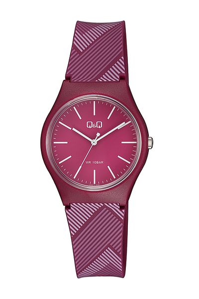 Q&Q Unisex Claret Red Silicone Cord Wristwatch Vs52j004y