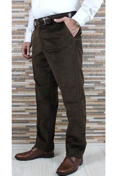 Bilgiçler Men's Coated Velvet Trousers Brown