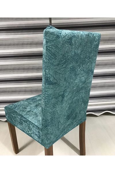 Madame Blue Silk Velvet Vein Pattern 6 τεμαχίων Lycra Κάλυμμα καρέκλας Τυρκουάζ
