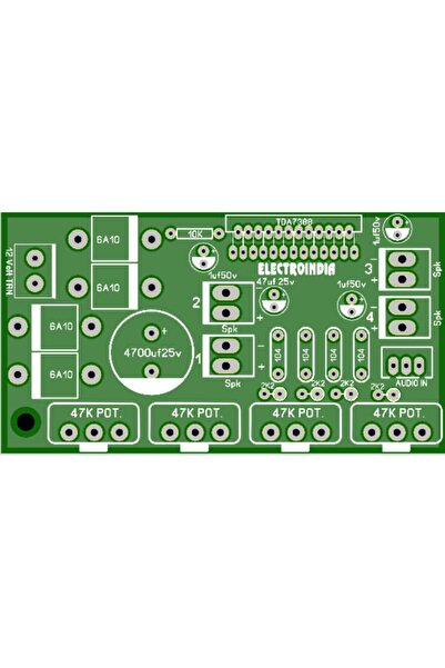 Amfi Devre Kartı Tda7388 4 Kanal 4x40 Watt