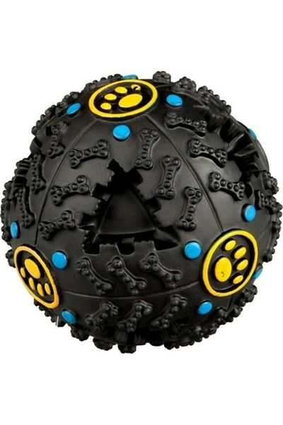 Bobo Black Plastic Hard Ball Gumi - 12 Cm With Sound For Dogs