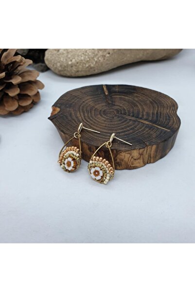 Porsuk Alternatif El Yapımı Etnik Otantik Hippi Bohem Örgü Boncuk Küpe