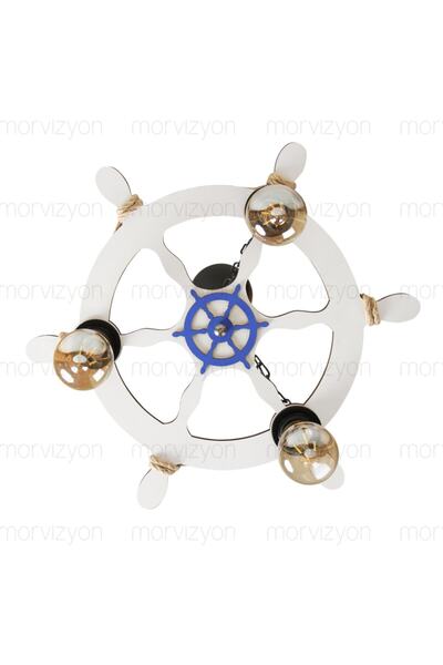 Morvizyon Ahşap Avize Dümen Temalı 3 Lü - M253 Renkli