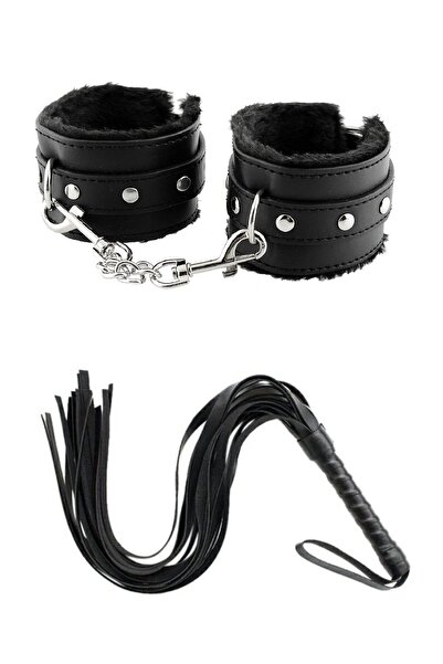 Genel Markalar 2'li Set Siyah Deri Peluş Metal Detaylı Zincirli Fantazi Kelep...