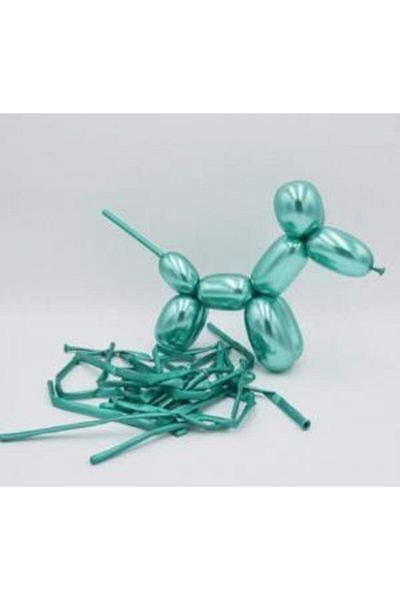 kidspartim Chrome Green Sausage Balloon 5 Pieces