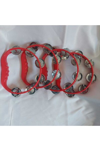 Aker Hediyelik Red Tambourine 10 Pieces Plastic Def with Bell – Def