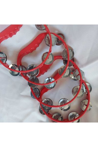 Aker Hediyelik Red Tambourine 10 Pieces Plastic Def with Bell – Def