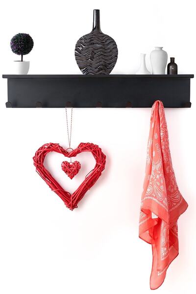 uberKraft Metal Raflı 65 cm Askılık Siyah Elbise Ceket Şapka Anahtar Aksesuar...