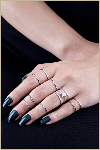 Ervalina مجموعة من 10 خواتم