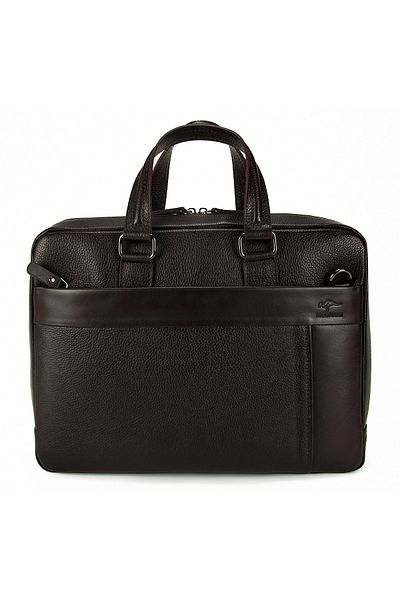 KANGAROO KINGDOM Men's Laptop & Briefcase Genuine Cow Leather Dark Brown 8285-k