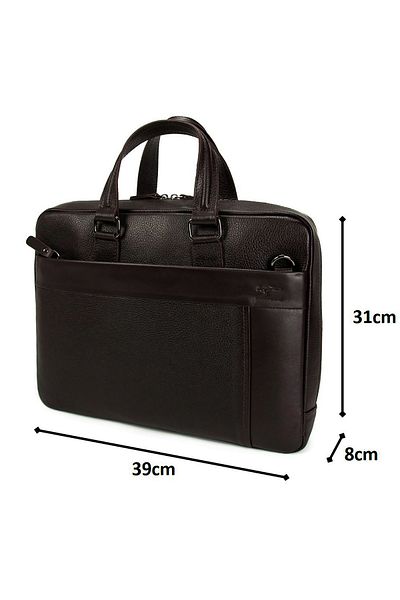 KANGAROO KINGDOM Men's Laptop & Briefcase Genuine Cow Leather Dark Brown 8285-k