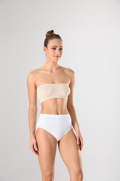 Miss Fit Chiloți albi de damă, fără sudură, cu talie înaltă Bato Slip Basic, fără sudură