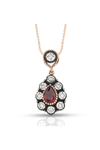 Kadın Rose Gold Damla Yakut Elmas Kolye