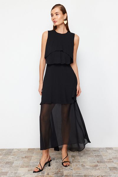 Trendyol Collection Chiffon Black Evening Dress - TPRSS24AE00057