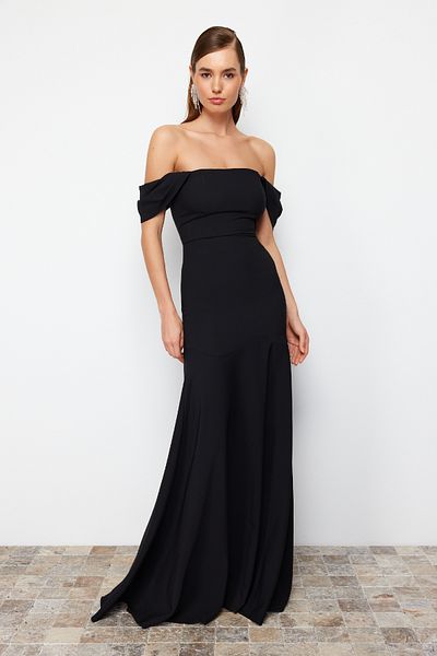 Trendyol Collection Czarna tkana stylowa suknia wieczorowa i sukienka na bal maturalny Tprss24Ae00060