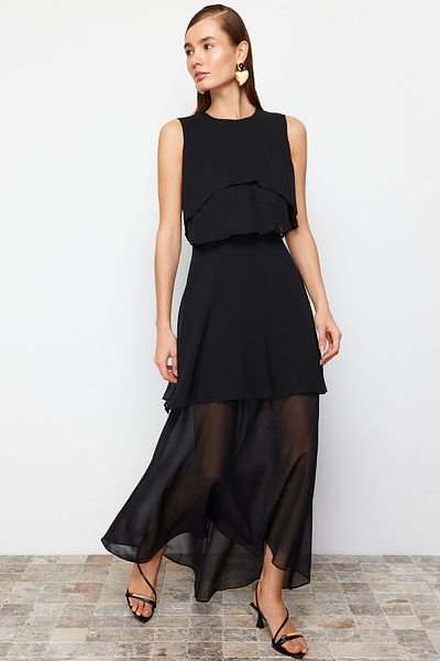 Trendyol Collection Chiffon Black Evening Dress - TPRSS24AE00057