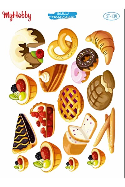 MyHobby St 139 Plasticines - كرواسون، باجيل، تفاح، دونات منقوشة 25x35 نقل مائي