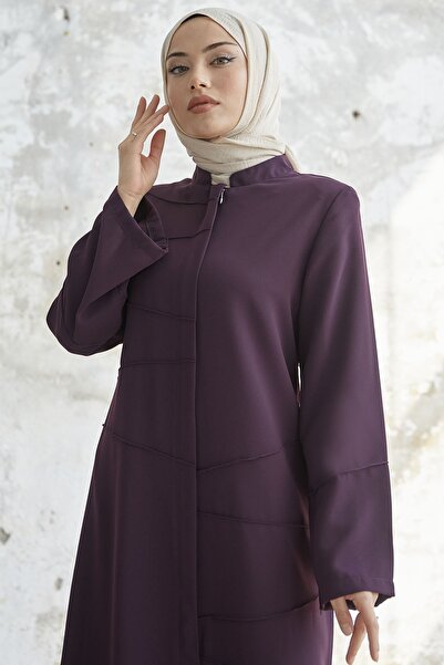 InStyle İvory Biye Desen Ferace - Mürdüm