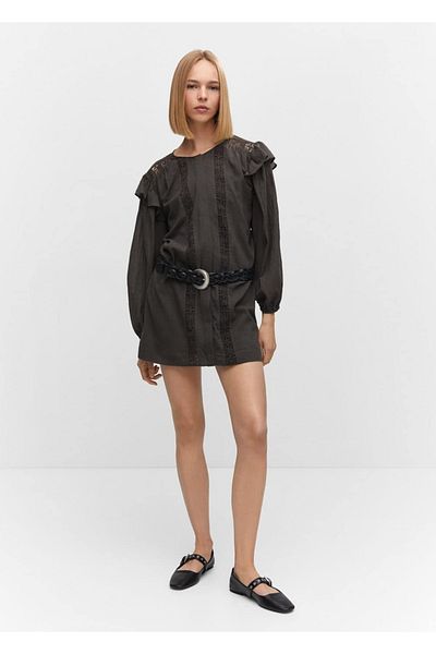 MANGO Woman Lace Detailed Short Dress