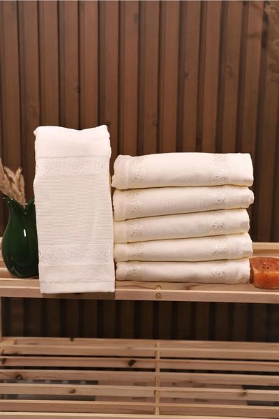 Akınal Bella ETAMIN VELVET 6 τεμάχια LUXURY 50x90 Soft Etamin Jacquard Πετσέτα προσώπου Kanavice Κεντητή