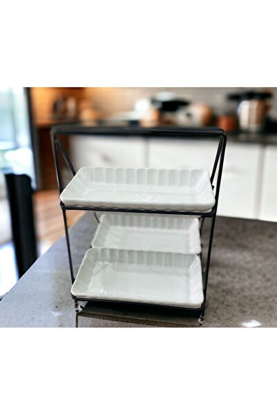 partridge store Ceramic Serving Dispenser with 2 Tiers Stand and 3 Plates