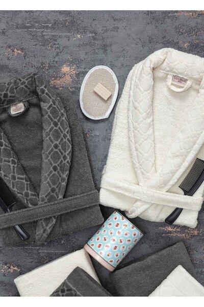 Güvenal Σετ μπουρνούζι Hayal 12 Piece Boxed Jacquard| Μπουρνούζι| Σετ πετσετών και πετσετών| Σετ Προίκα Μπάνιου