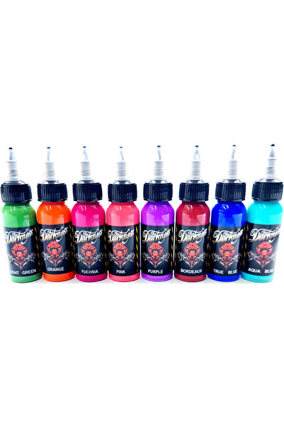 DARKNESS DÖVME BOYASI SETİ DARKNESS 8 RENK HER RENK 30 ML