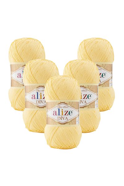 Alize Diva 5-Piece 187 Soft Yellow Hand Knitting Yarn