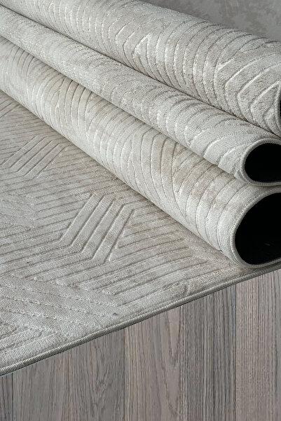 ALgorand Home Cream Colored Washable and Non-Slip Base Cutting Embossed Living Room Hallway Kitchen Runner