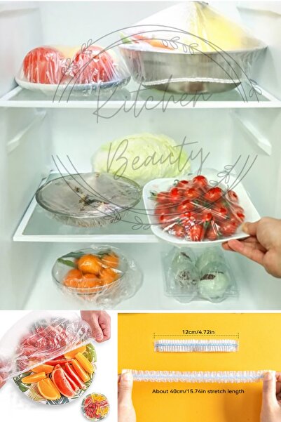 Kitchen Beauty 100 Adet Pratik Tazeliği Koruyan Tencere ve Tabak Bonesi | Çok Amaçlı Kapak Gıda Bonesi