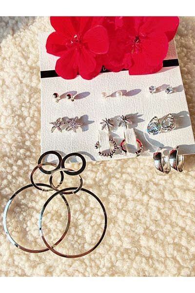 İLKYAZ 9-Piece MINIMAL EARRING SET WITH KIKIRDAK EARRINGS