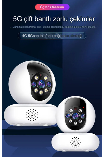qasul Yapay Zekalı  2.4/5G Wi-Fi Destekli Uzakta İzleme Hareket Sensörlü Konu...