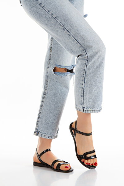 Melacomfort صندل نسائي أسود مريح